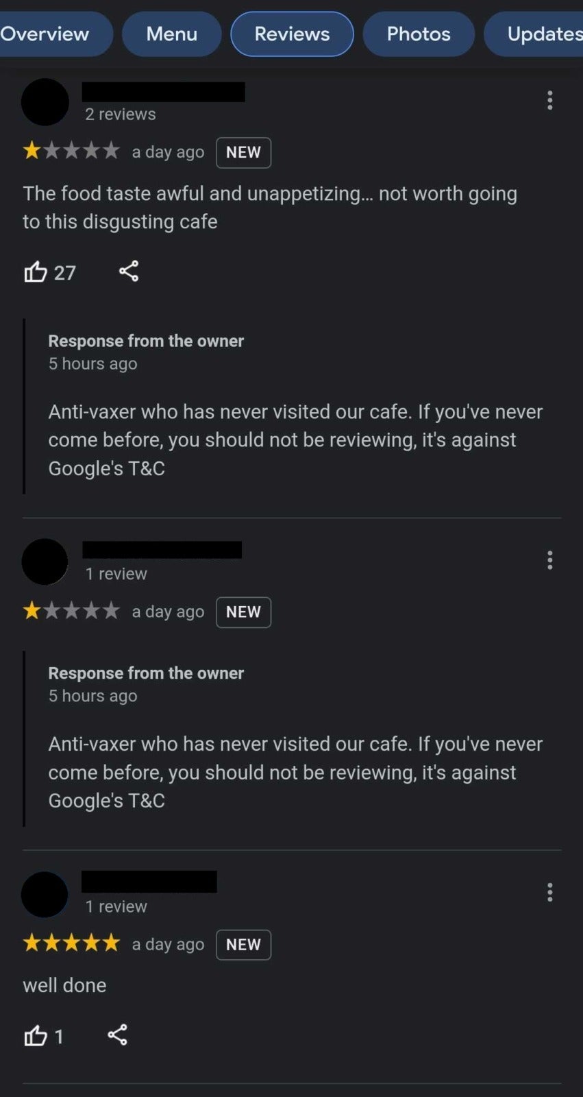 Anti Vaxxer Attack On Kl Cafe Google Review 2