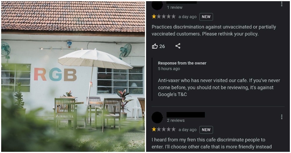Cafe Anti Vaxxer Google Review