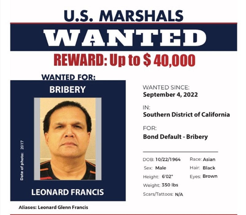 Leonard Francis 2017 mugshot 2022 Wanted poster