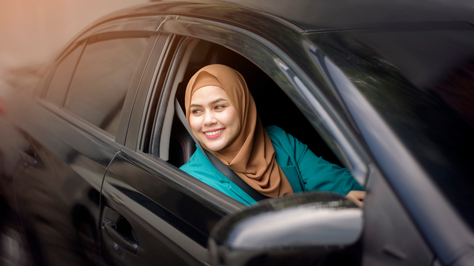 vecteezy beautiful businesswoman with hijab is smiling in her car 208