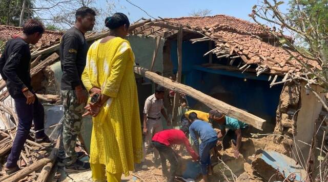 The house where the blast took place in Chamari village of Chhattisgarhs Kabirdham district