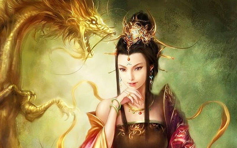 HD wallpaper chinese dragon princess dragon chines arts young fantasy princess