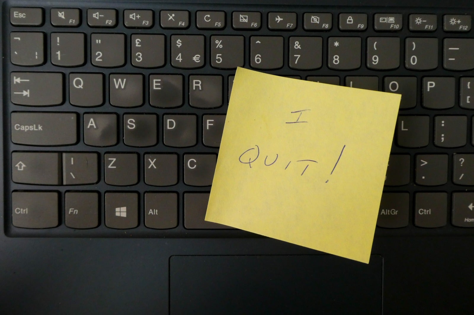 Resign Quit Yellow Note Keyboard