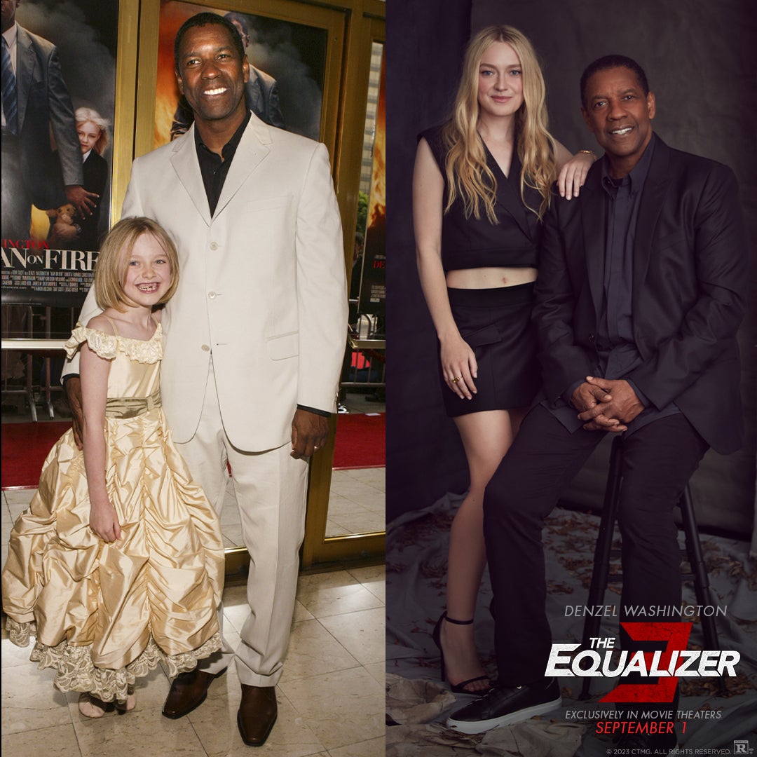 Equalizer3 Denzel Washington Dakota Fanning Then Now