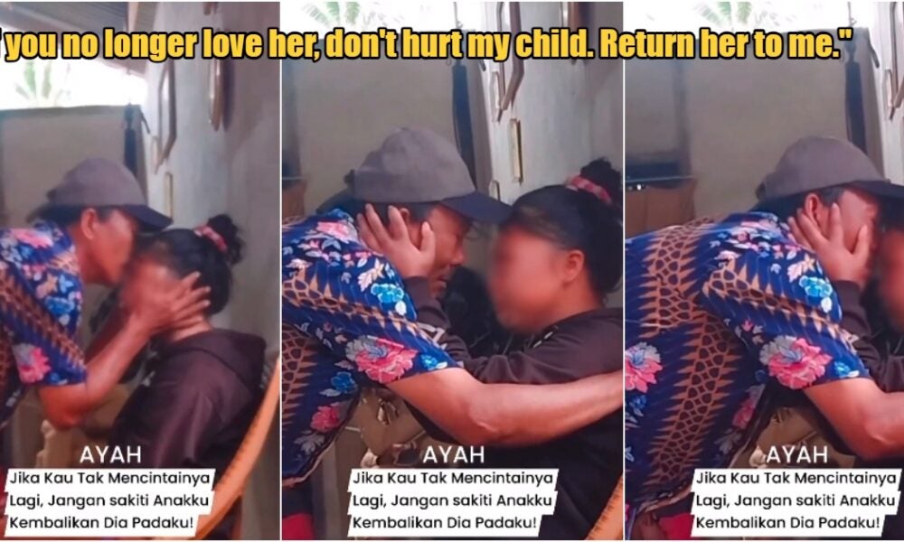 夫に殴られた娘を慰めるインドネシアの父親の悲痛な映像