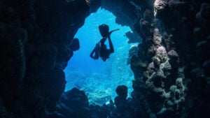 cave diving first