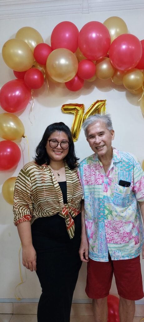 Michael Moi with his daughter Sarah Haris Moi