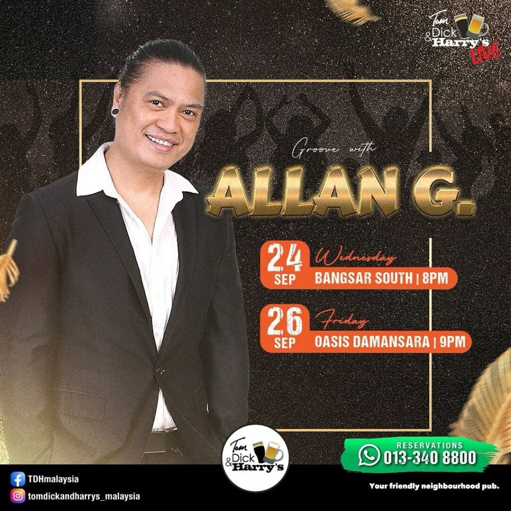 🎸 Two venues. One voice. Endless vibes.This week catch Allan G @almurillon live at Tom Dick