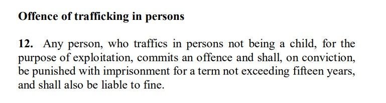 Offence of trafficking in persons