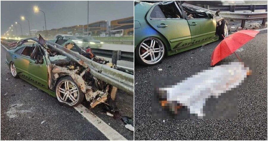 Mercedes Driver Suspected of Dozing Off Crashes into Barrier Near Nilai, Killing 26yo Passenger