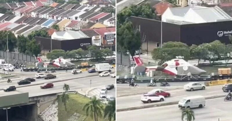 PDRM Investigates Stuck Trailer Carrying Helicopter Which Blocked Traffic & Ambulance in Subang Jaya